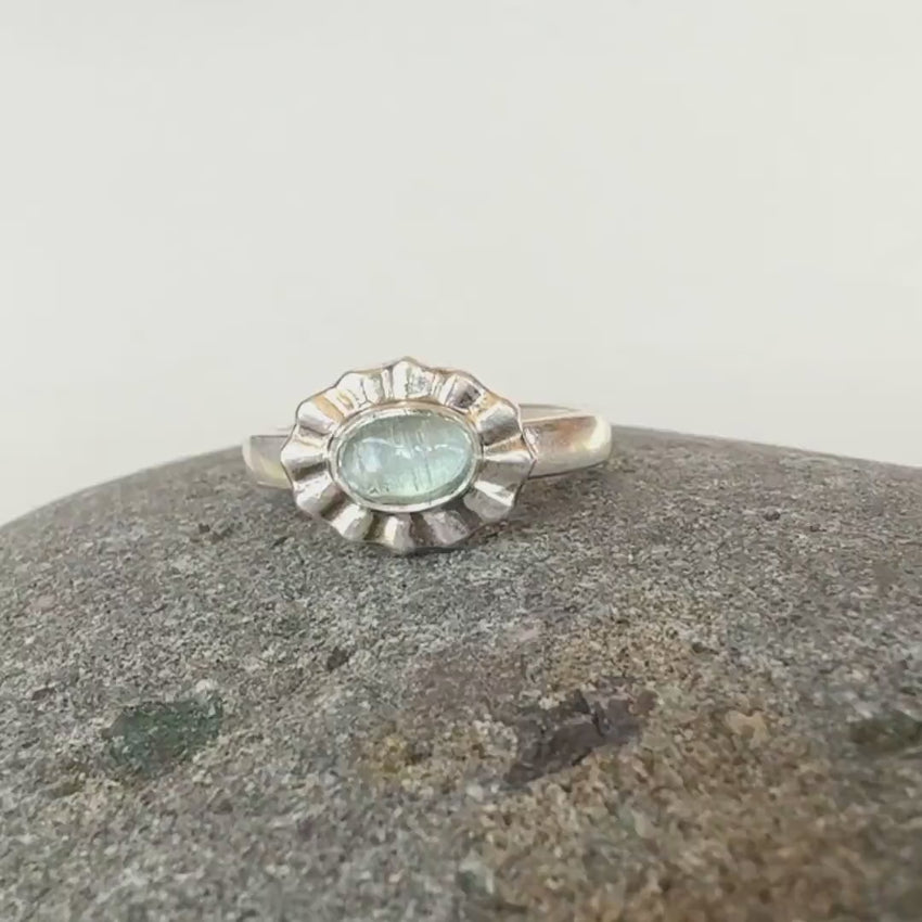 Blue Tourmaline Ring in Sterling Silver