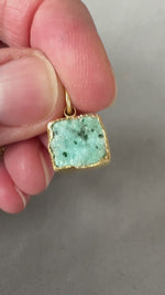 Load and play video in Gallery viewer, 18K Gold Chrysocolla Cube Charm
