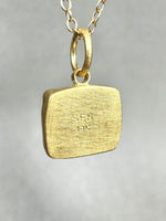 Load image into Gallery viewer, 18K Gold Chrysocolla Cube Charm
