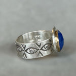 Load image into Gallery viewer, Lapis Lazuli Ring with 18K gold bezel
