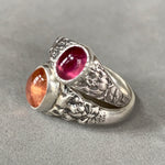 Load image into Gallery viewer, Tourmaline with Lotus Flower Signet Ring
