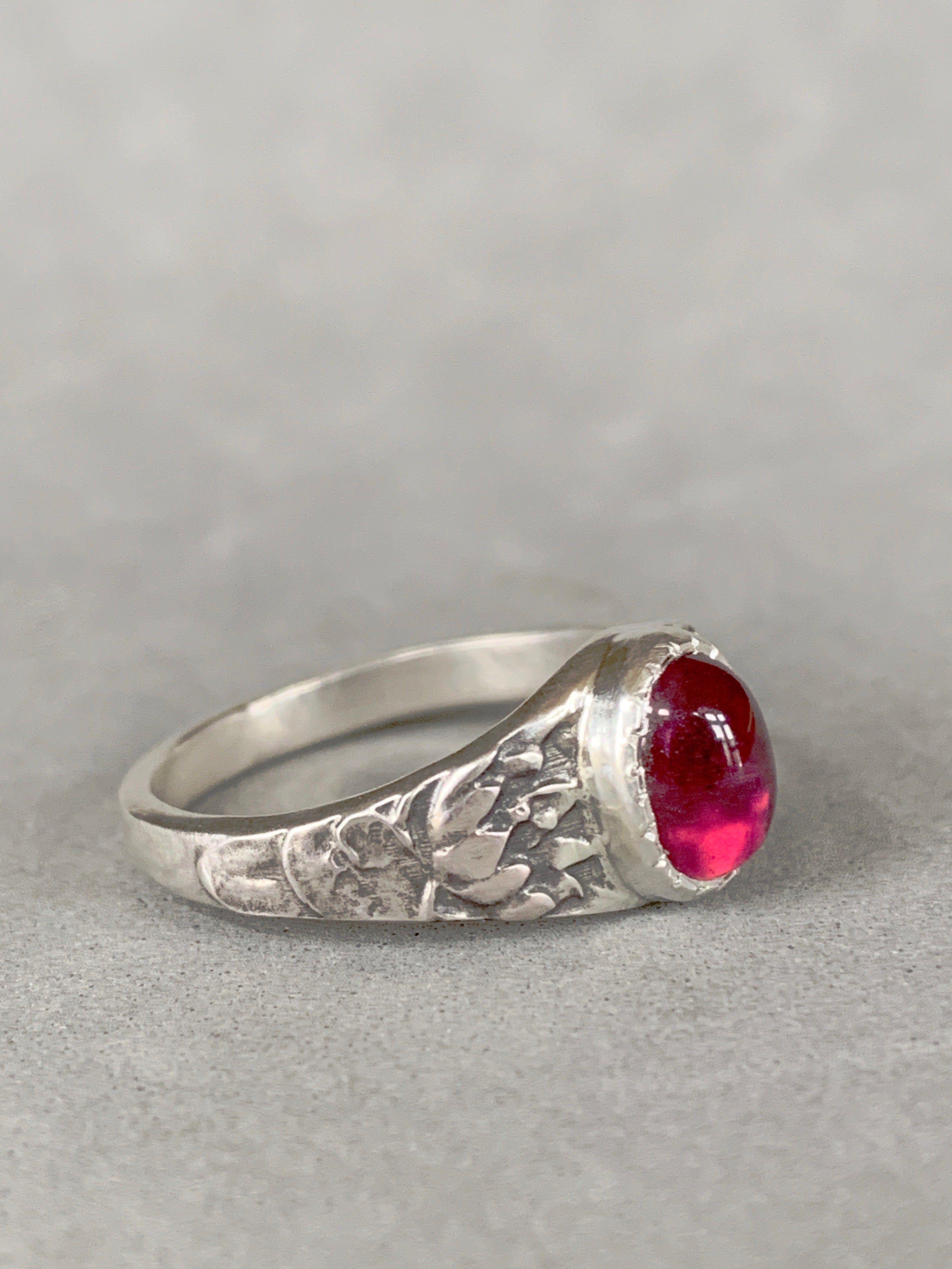 Tourmaline with Lotus Flower Signet Ring