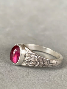 Tourmaline with Lotus Flower Signet Ring