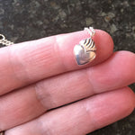Load image into Gallery viewer, Sacred Heart Pendant, Milagros heart, flaming heart, charm, sterling silver, tiny, handmade

