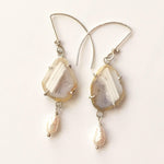 Load image into Gallery viewer, Mini White Geode with Pearl earrings in sterling silver
