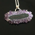 Load image into Gallery viewer, Amethyst Crystal Pendant, sterling silver, stalacite, purple crystal
