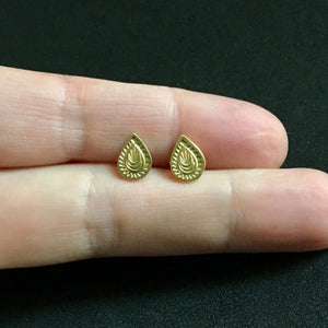 14K Gold Mehndi Stud Earrings
