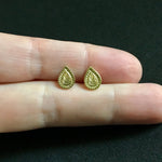 Load image into Gallery viewer, 14K Gold Mehndi Teardrop stud earrings, stamped, gold studs
