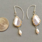 Load image into Gallery viewer, Mini White Geode with Pearl earrings in sterling silver
