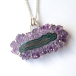 Load image into Gallery viewer, Amethyst Crystal Pendant, sterling silver, stalacite, purple crystal
