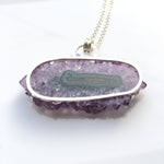 Load image into Gallery viewer, Amethyst Crystal Pendant, sterling silver, stalacite, purple crystal
