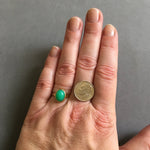 Load image into Gallery viewer, 18K Gold Chrysoprase and Yellow Diamond Ring
