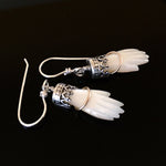 Load image into Gallery viewer, Hand Earrings with 18K Gold bangle, Mother of Pearl, sterling silver, hand jewelry, victorian
