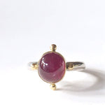 Load image into Gallery viewer, Ruby Ring in 18K and Sterling Silver, high dome, July birthstone, solitare, engagement
