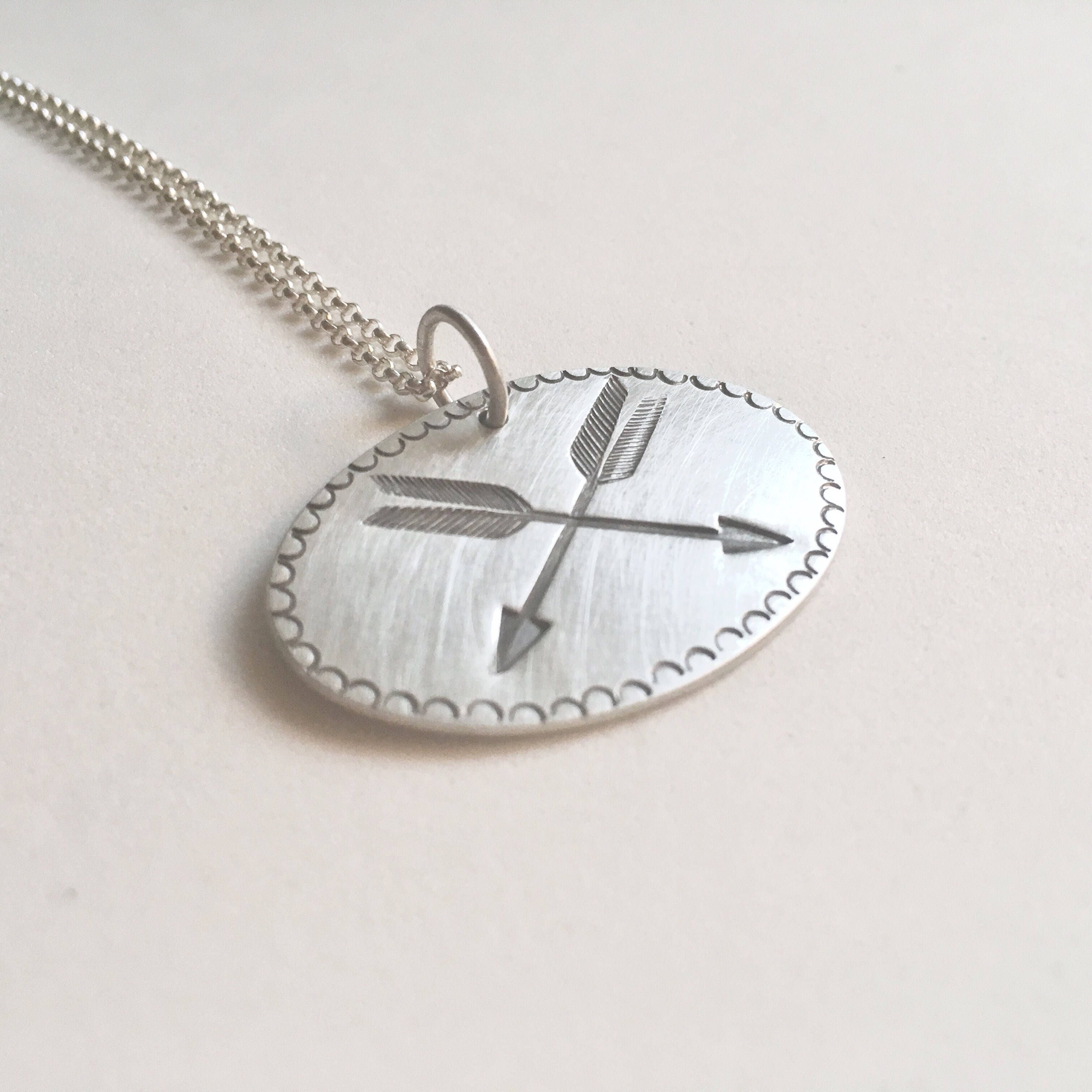 Double Arrow Stamped Pendant