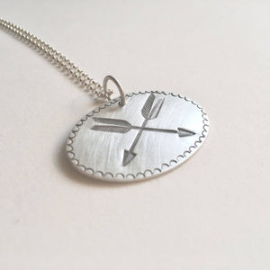 Double Arrow Stamped Pendant