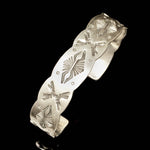 Load image into Gallery viewer, Stamped Cuff bracelet , sterling silver, handmade, navajo stamps
