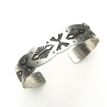 Load image into Gallery viewer, Stamped Cuff bracelet , sterling silver, handmade, navajo stamps
