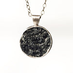 Load image into Gallery viewer, Black Tourmaline Pendant, Raw Stone in sterling silver
