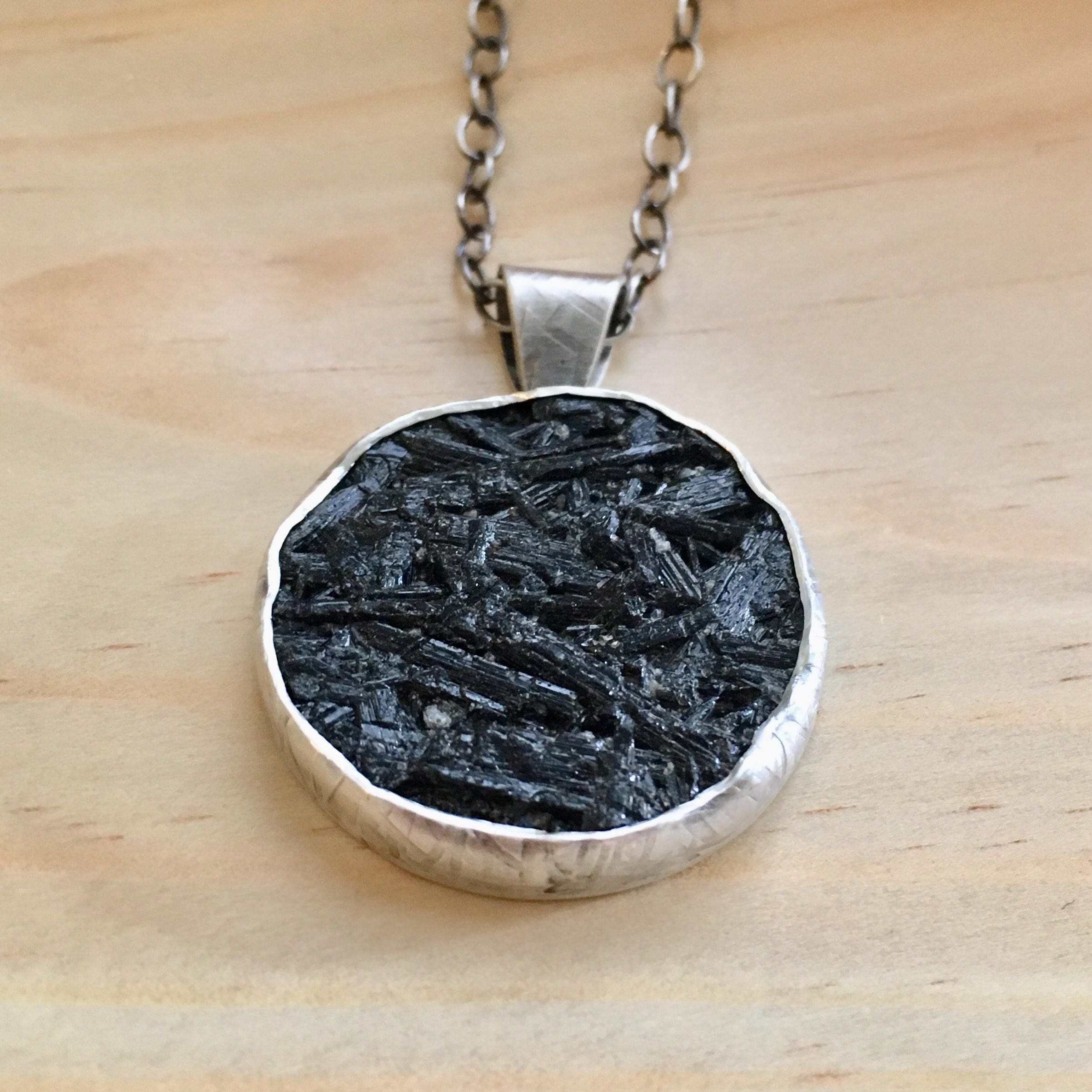 Black Tourmaline Raw Stone Pendant