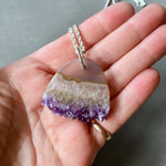 Load image into Gallery viewer, Amethyst Statement Necklace, hand carved, February birthstone, purple, raw stone
