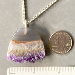 Load image into Gallery viewer, Amethyst Statement Necklace, hand carved, February birthstone, purple, raw stone
