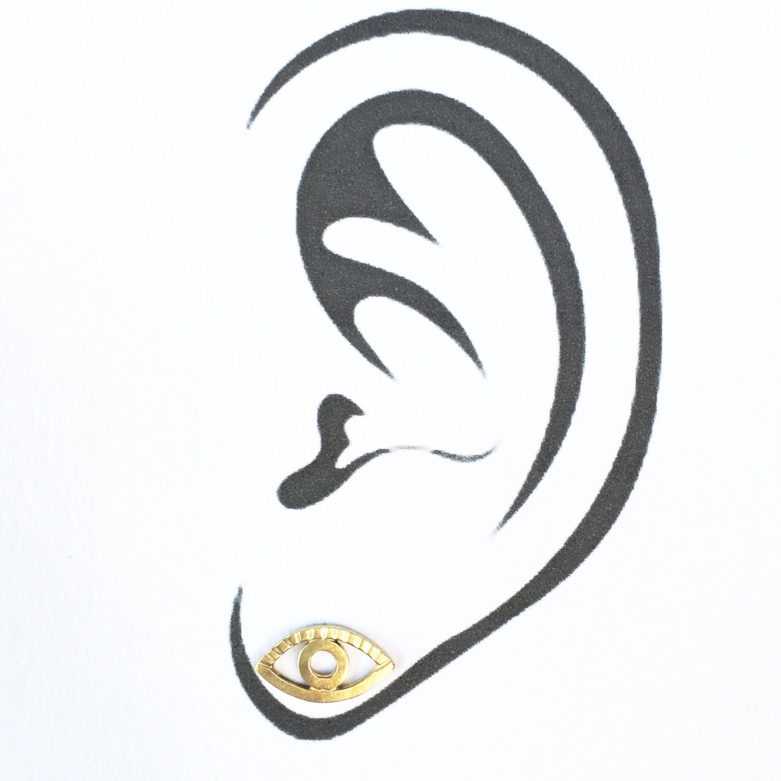 18K Gold Eye Stud Earrings, all seeing eye, third eye, evil eye, gold studs