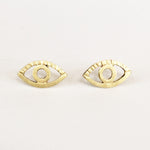 Load image into Gallery viewer, 18K Gold Eye Stud Earrings, all seeing eye, third eye, evil eye, gold studs
