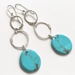 Load image into Gallery viewer, Nacozari Turquoise stamped earrings, sterling silver, dangles, hand stamped
