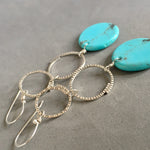 Load image into Gallery viewer, Nacozari Turquoise stamped earrings, sterling silver, dangles, hand stamped
