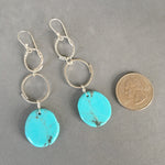 Load image into Gallery viewer, Nacozari Turquoise stamped earrings, sterling silver, dangles, hand stamped
