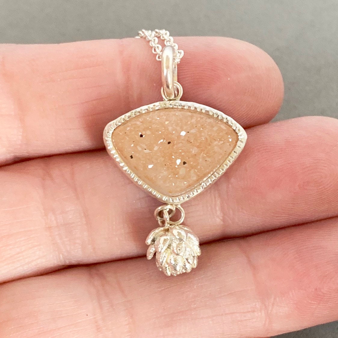 Peach Druzy with Succulent