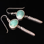 Load image into Gallery viewer, Emeralds and Succulent Dangle Earrings in Sterling Silver
