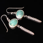 Load image into Gallery viewer, Emeralds and Succulent Dangle Earrings in Sterling Silver
