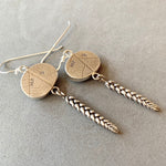 Load image into Gallery viewer, Emeralds and Succulent Dangle Earrings in Sterling Silver
