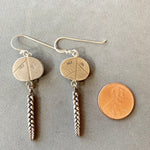 Load image into Gallery viewer, Emeralds and Succulent Dangle Earrings in Sterling Silver
