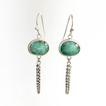 Load image into Gallery viewer, Rosecut emerald earrings in sterling silver with succulent dangles. Made by Juju By Sarah, Sarah Breivis
