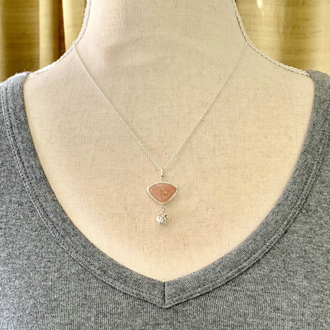 Peach Druzy with Succulent