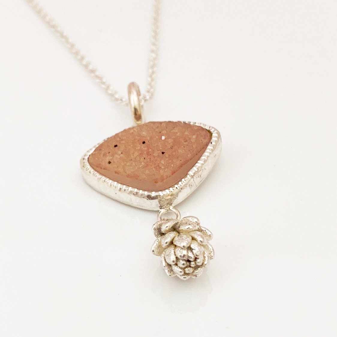 Peach Druzy with Succulent