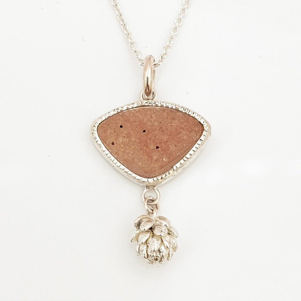 Peach Druzy with Succulent