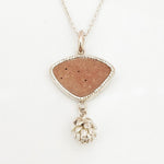 Load image into Gallery viewer, Peach Druzy Pendant with Succlent
