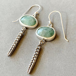 Load image into Gallery viewer, Emeralds and Succulent Dangle Earrings in Sterling Silver
