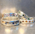Load image into Gallery viewer, samples of silver gemstone rings made to order.

