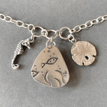 Load image into Gallery viewer, Larimar Charm Necklace, Seahorse, Sand Dollar, sterling silver
