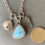 Load image into Gallery viewer, Larimar Charm Necklace, Seahorse, Sand Dollar, sterling silver
