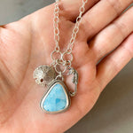 Load image into Gallery viewer, Larimar Charm Necklace, Seahorse, Sand Dollar, sterling silver
