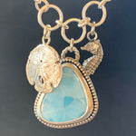 Load image into Gallery viewer, Larimar Charm Necklace, Seahorse, Sand Dollar, sterling silver
