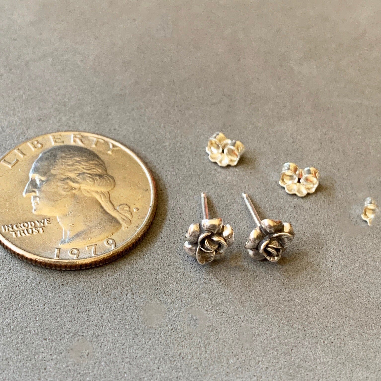 Silver Rose Studs