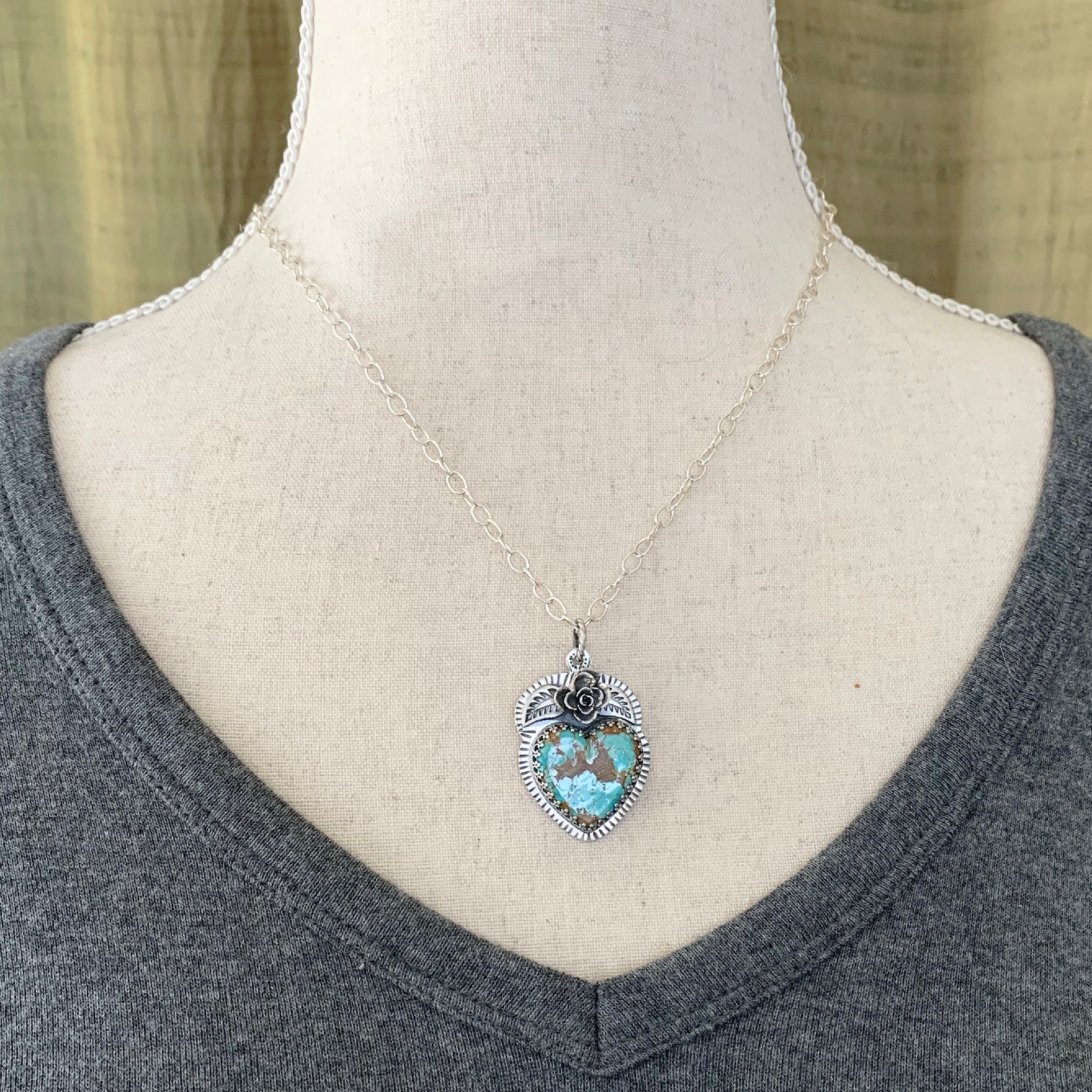 Botanical Turquoise Heart Pendant