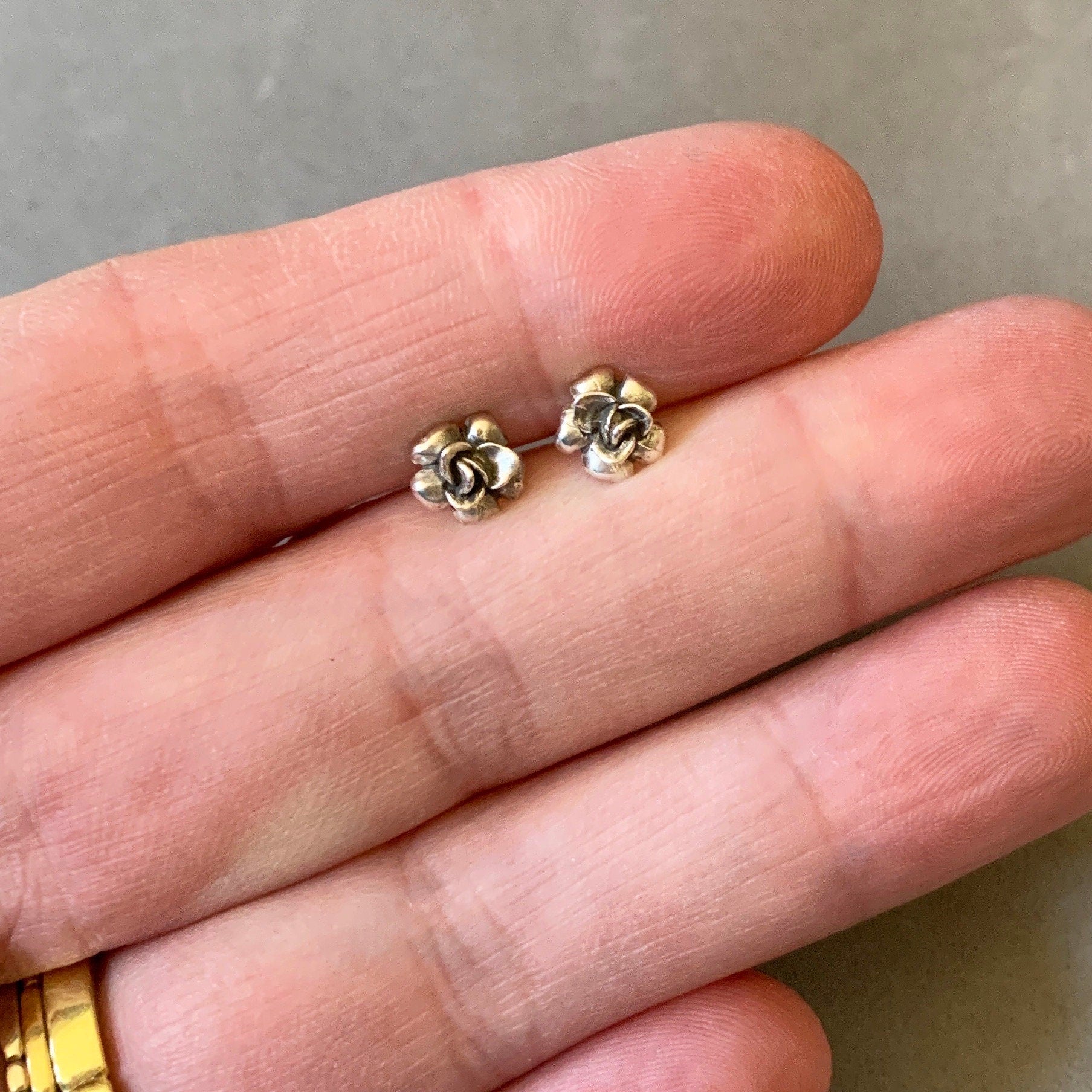 Silver Rose Studs